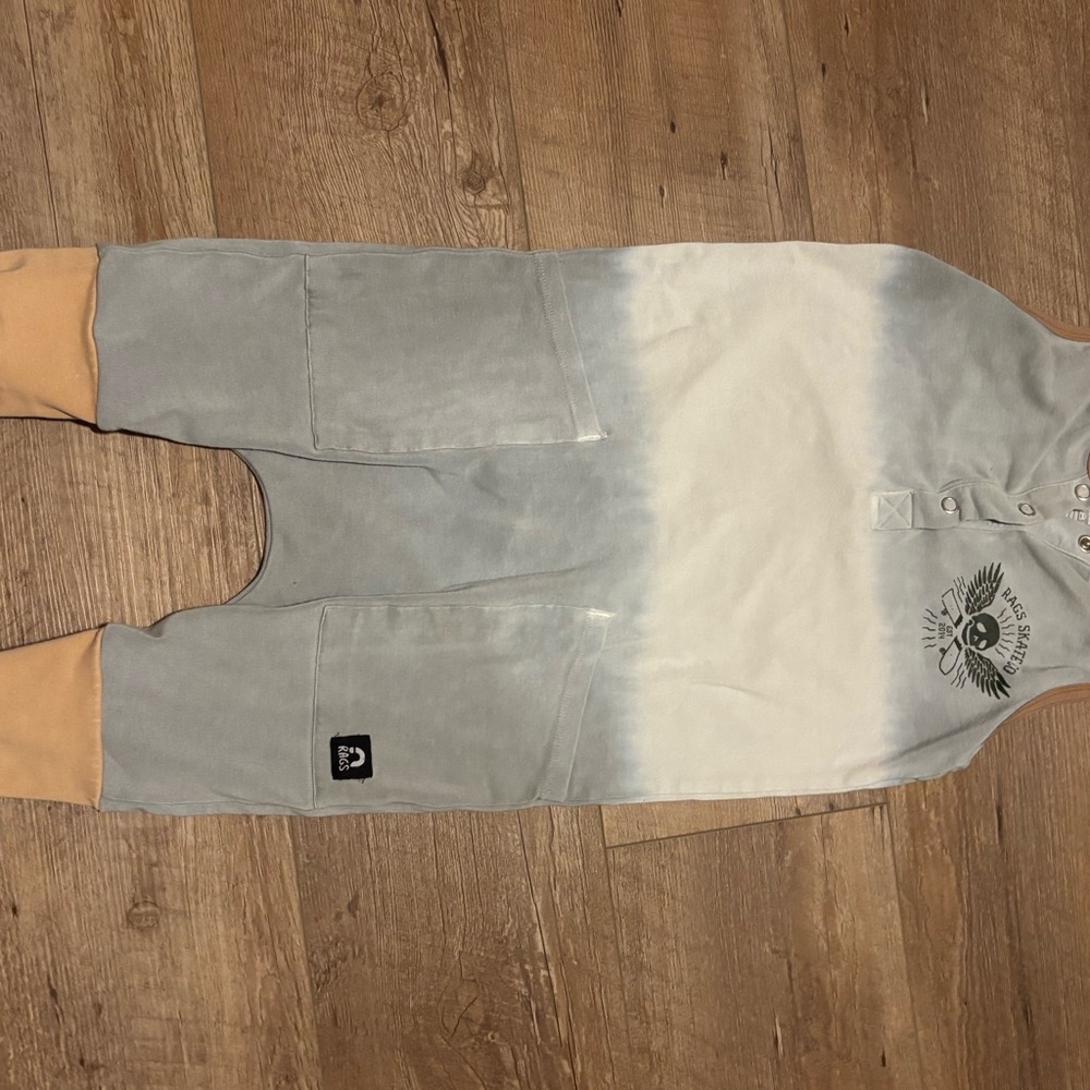 Gray and White Baby Romper with Tan Accents